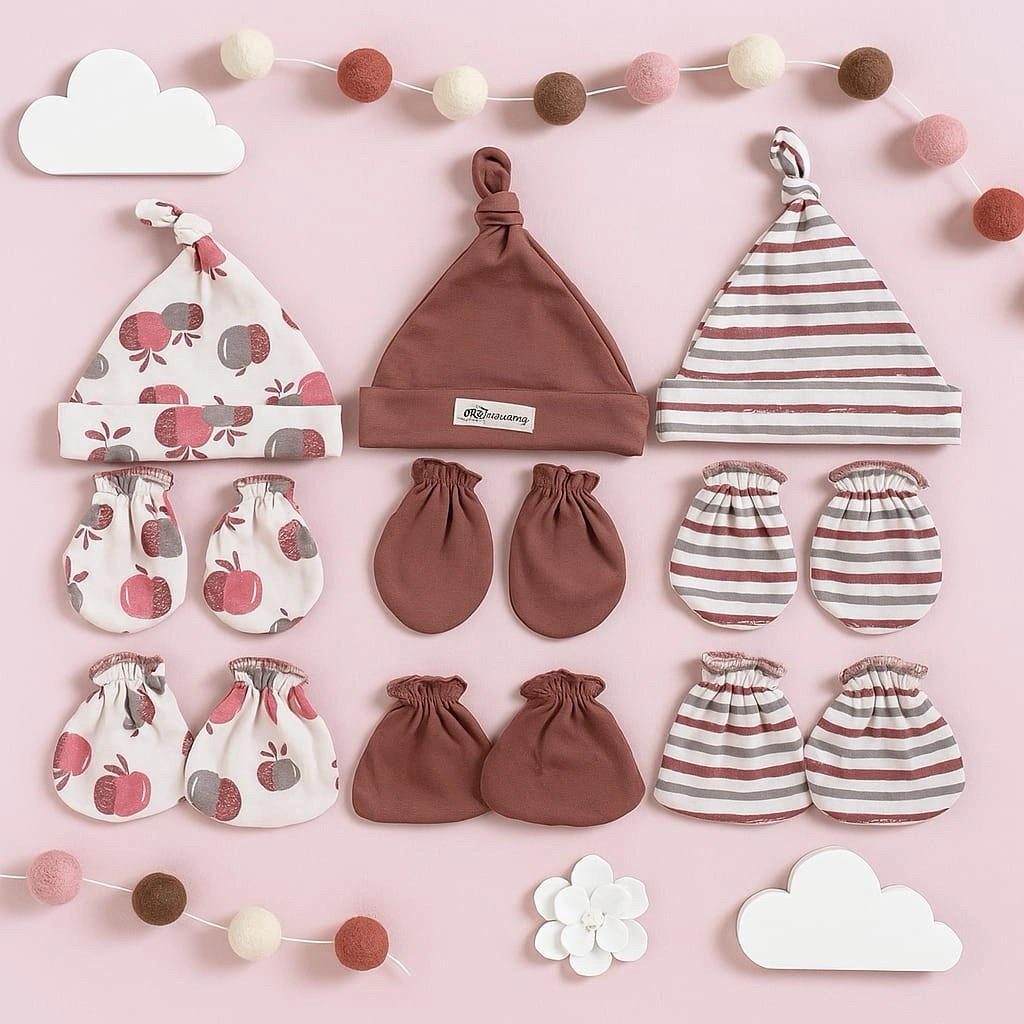 9in1 / 3 SET TOPI DAN SARUNG TANGAN BAYI newborn bayi baru lahi usia 0-6 bulan terbaru terlengkap