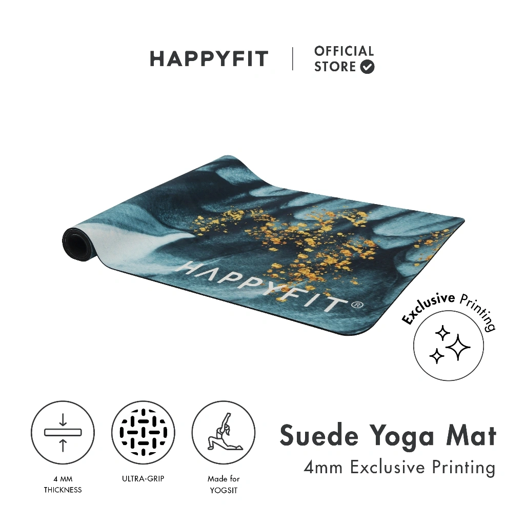 HAPPYFIT - Yoga Mat Suede 4mm / Matras Yoga / Matras Olahraga / Matras Suede