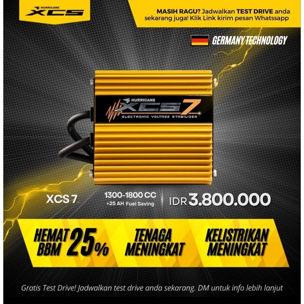 Hurricane XCS 7 Garansi 7 tahun Original XCS7 Volt Stabilizer Penghemat BBM Mobil
