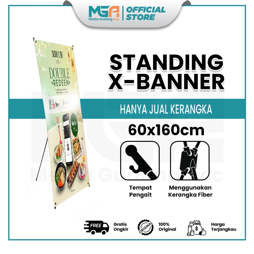 X Banner / Tripod Stand Banner / Rangka Spanduk Standing Poster 60x160 cm
