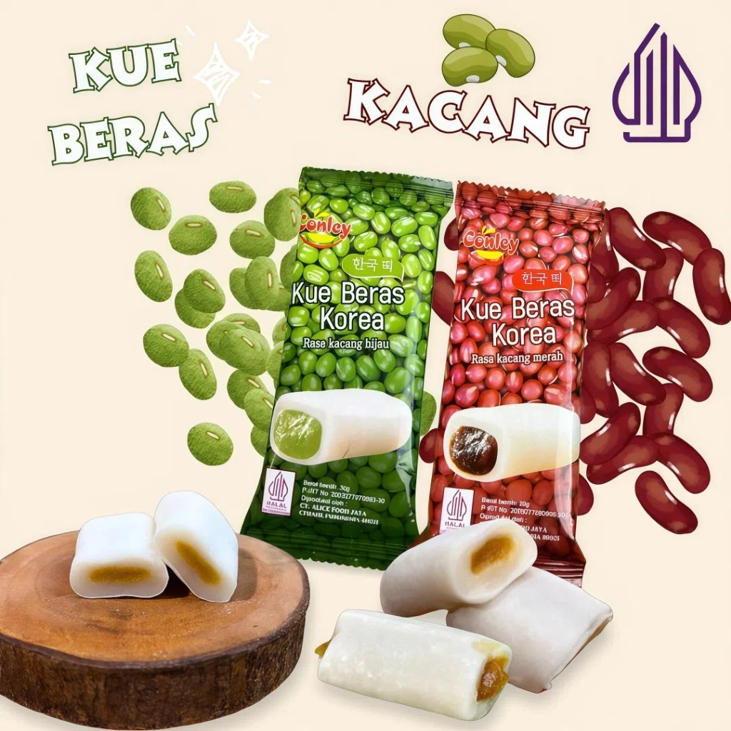 COD Conley 10+4 pcs Kue Beras Korea Mochi Lembut & Kenyal Isi Kacang Tebal Rasa Kacang Merah Hijau Halal Snack Korea Viral Manis Pas Cemilan Anak Dewasa