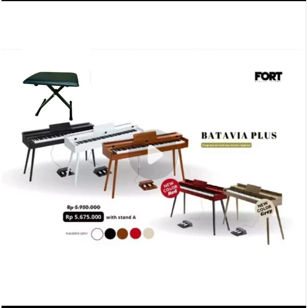 [Ready Stock][Bonus Cover][Bangku] Piano elektrik piano digital New Fort Batavia Plus garansi 3 th