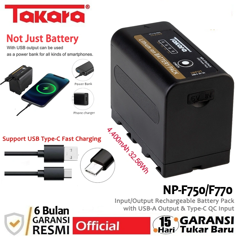 Takara Battery for Sony NP-F750 F770 F970 F990T F960 F550 Baterai