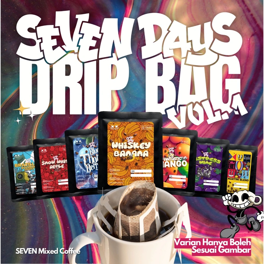 Seven Days Drip Bag Coffee Vol 1 ( kopi filter ) By Black Potion Roastery Asli dari Biji Kopi