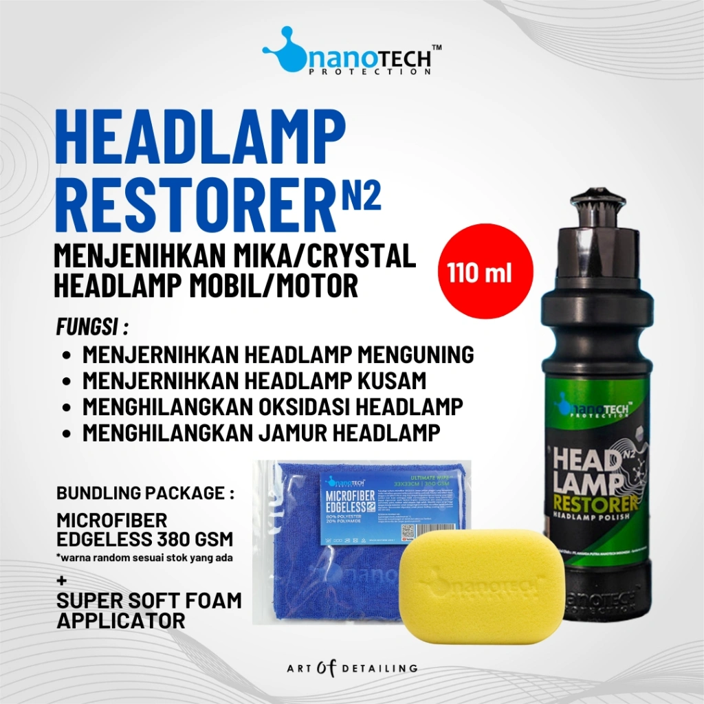 HEADLAMP RESTORER - nanoTECH PROTECTION - HEADLAMP POLISH - HEADLIGHT POLISH - PEMBERSIH MIKA LAMPU MOBIL BURAM - HEADLAMP MOBIL KUSAM - HEADLAMP MENGUNING - POLES HEADLAMP