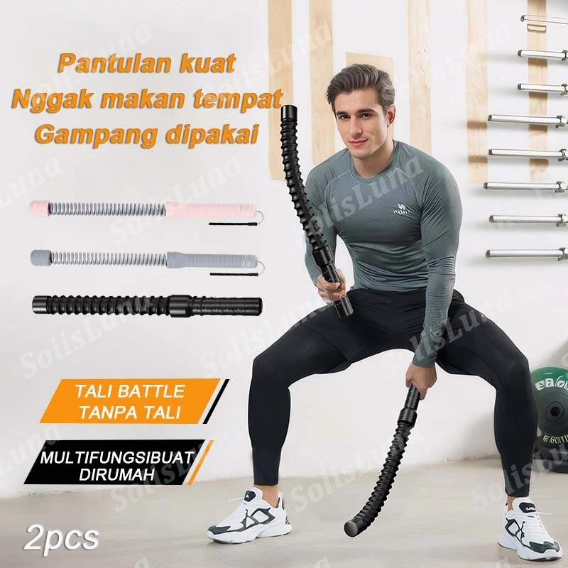 2 pasang Battle Rope Alat Fitness Multifungsi Tanpa Tali Cocok Untuk Latihan Fisik Di Rumah, termasuk latihan dengan tali besar (battle rope)