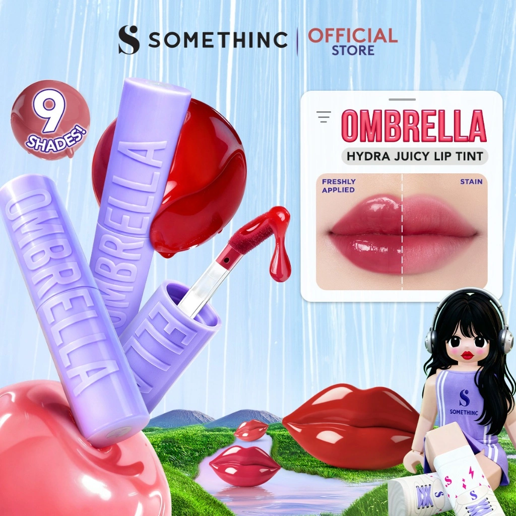 [BARU!] SOMETHINC OMBRELLA Hydra Juicy Lip Tint | Lip Stain Warna Tahan Lama | Ringan Dipakai Tanpa Rasa Kering & Menghidrasi Bibir