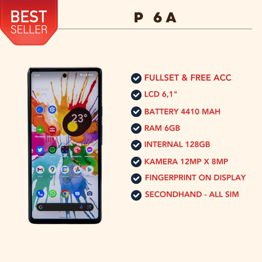 Smartphone handphone android P 6A internal 128gb Shadow tipis