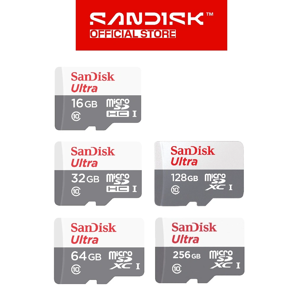 SANDISK microSDHC / microSDXC Ultra Card 16GB / 32GB / 64GB / 128GB / 256GB UHS-I Class 10 - QUNR