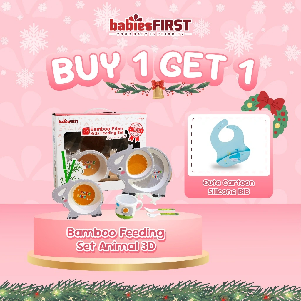 babiesFIRST Bamboo Feeding Set Animal 3D / Feeding Set Baby / Peralatan Makan Bayi Set Lucu / Alat Makan Anak / Tempat Makan Balita / Piring Anak