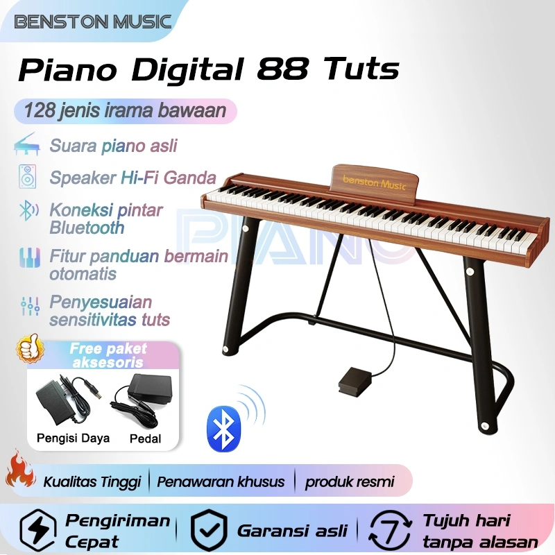 Benston Music- Piano Digital 88 Tuts, cocok untuk pemula & profesional, piano digital dengan tuts berbobot penuh, cocok untuk dewasa, anak-anak, guru musik, maupun latihan ujian piano