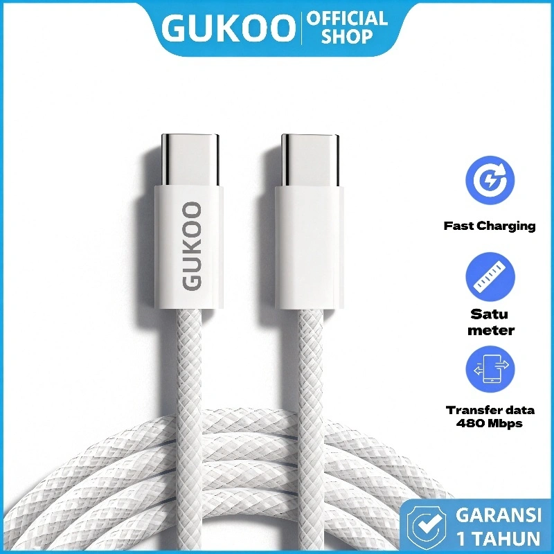 GUKOO Kabel Charger Type-C Fast Charging - Bahan Anyaman Tahan Lama,Kompatibel untuk HP Type-C Terbaru & Perangkat Lainnya