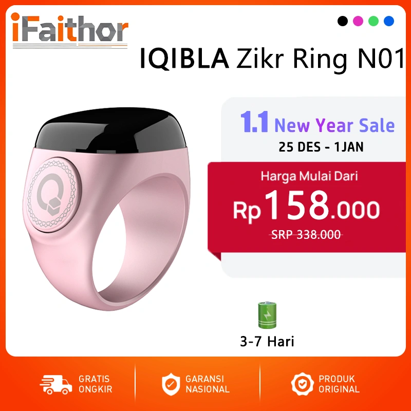 iQibla Zikr N01 Ring Cincin Tasbih Digital Tasbih Smart Ring Iqibla Tasbih Digital Bluetooth Ring