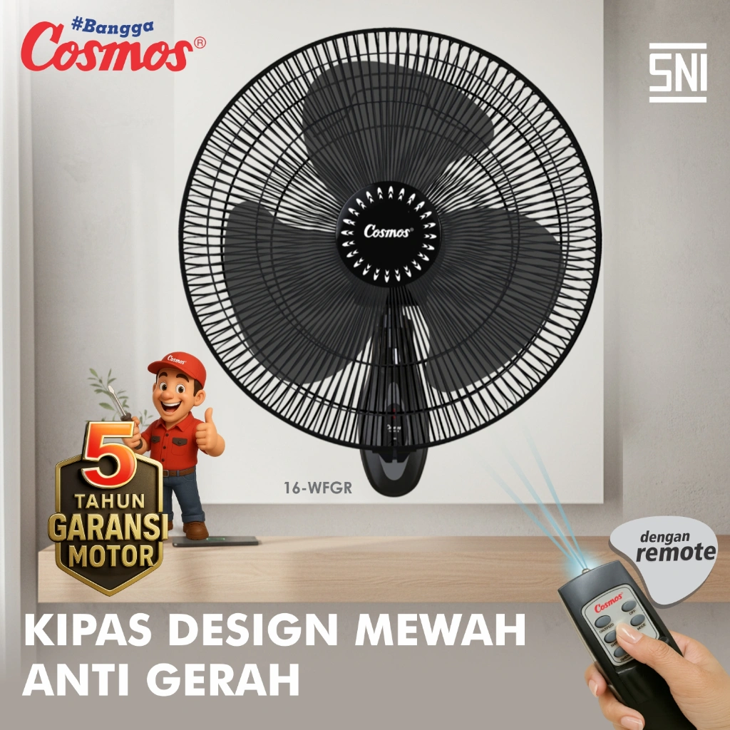 Cosmos Kipas Angin Wall Fan 16-WFGR (remote)