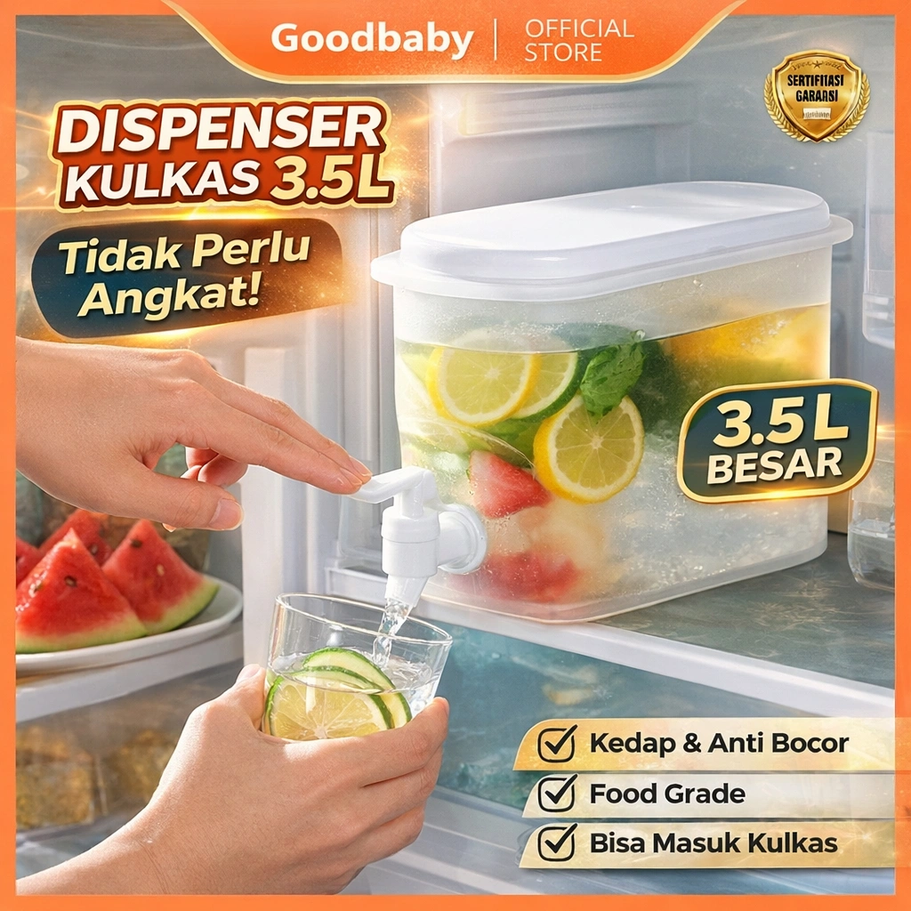 Goodbaby | Juice Dispenser Kulkas 3.5L Keran | Tempat Minum Air Jus | Anti Tumpah | PP Food Grade