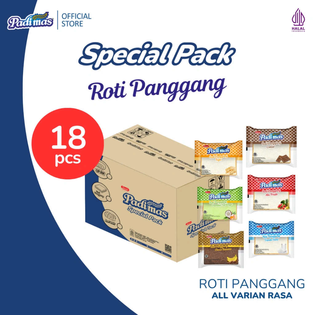 Special Pack Padimas Roti Panggang All Varian isi 18 PCS