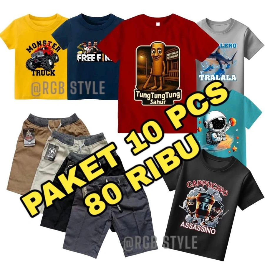 PROMO 100 Ribu Dapat 10 pcs Setelan Celana + Kaos Anak / 4 Setel dan 5 Setel Lembut Nyaman