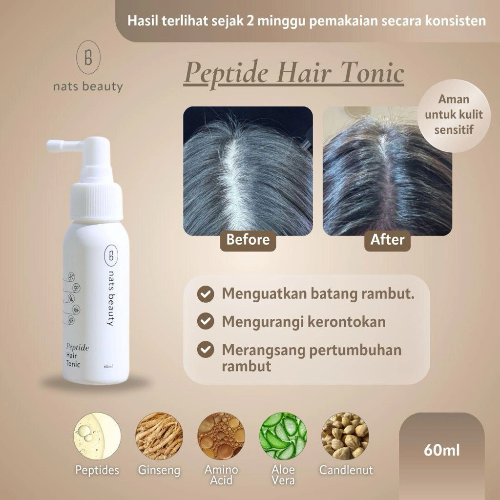 Nats Beauty Peptide Hair Tonic untuk rambut rontok - perawatan rambut rontok - anti hairfall