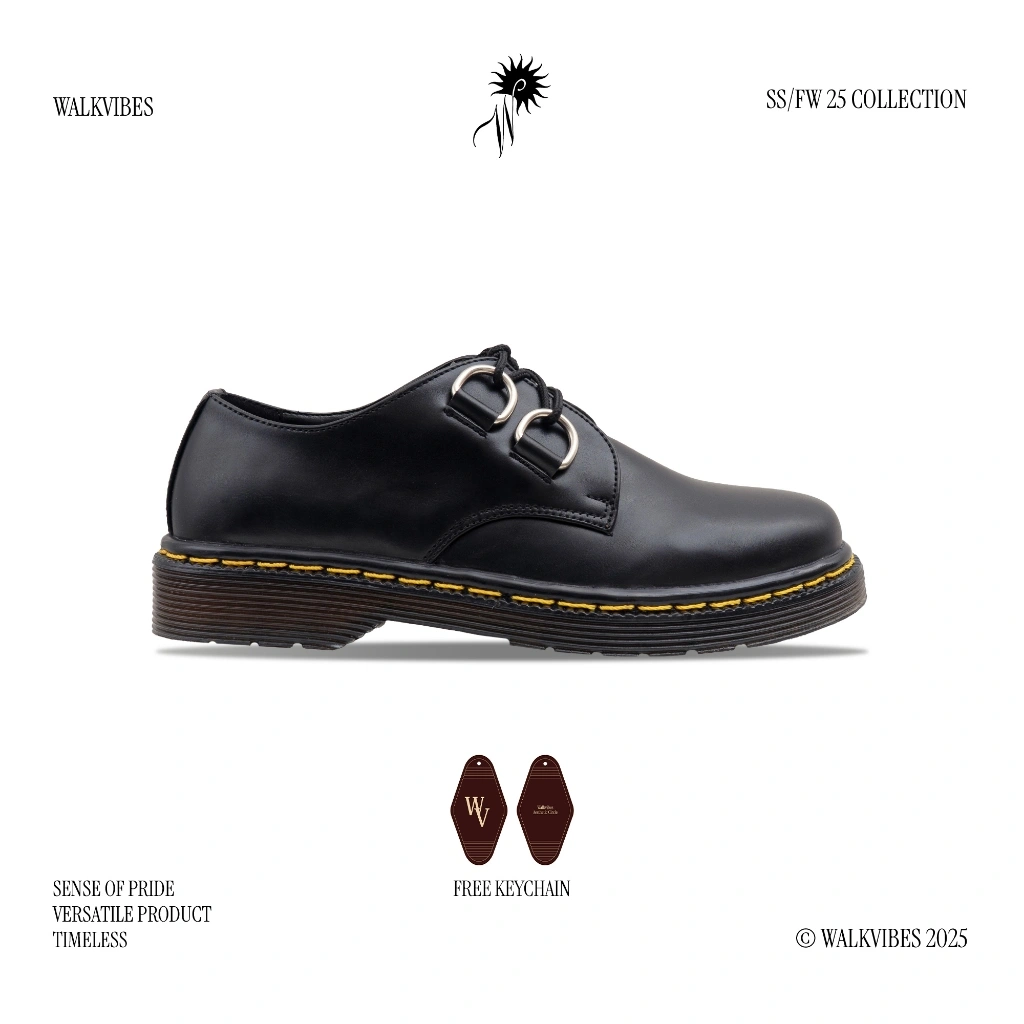 Sepatu Derby D-Ring | Vale Black | Walkvibes