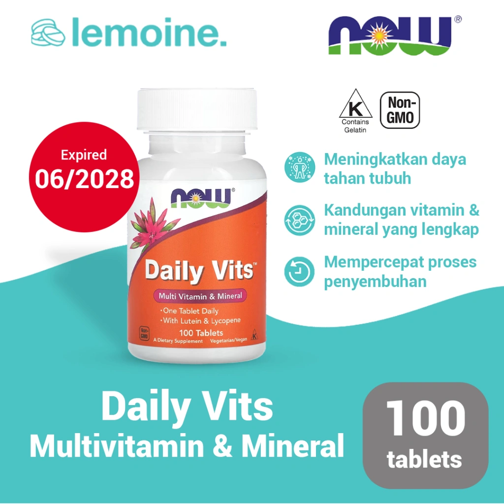 Now Daily Vits Multivitamin dan Mineral Lengkap untuk Energi Daya Tahan Tubuh 100 tablet