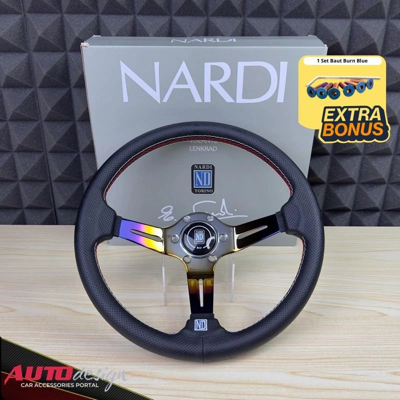 Stir Racing Mobil Nardi 14 Inch 350mm Kulit Burntip Blue Titanium Celong Universal