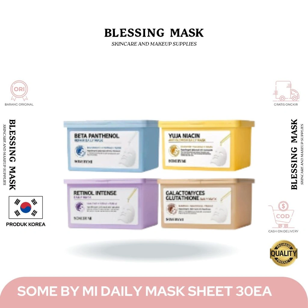 SOME BY MI GALACTOMYCES Glutathione | RETINOL Intense | Beta PANTHENOL | YUJA Niacin DAILY MASK (30pcsin1) | SOMEBYMI Sheet Mask