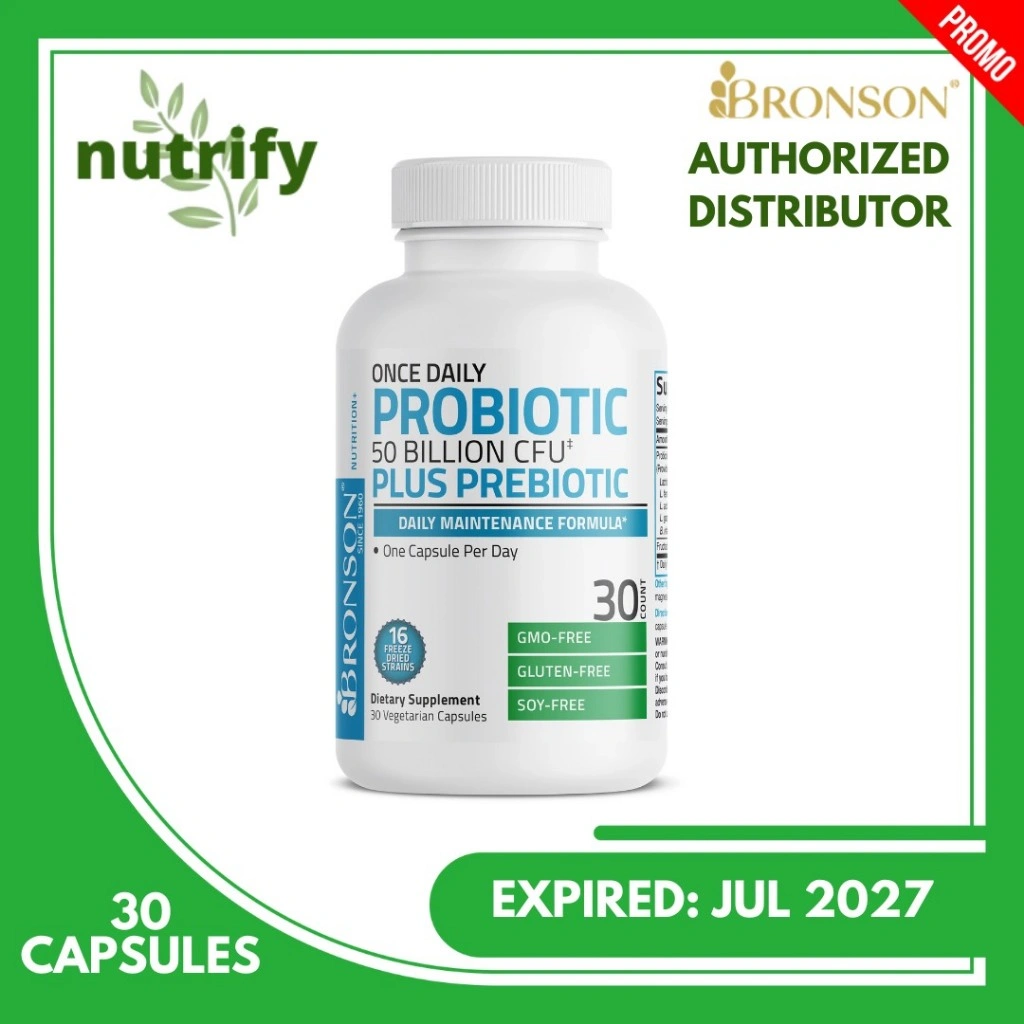 Bronson Once Daily Probiotic 50 Billion CFU Plus Prebiotic 30 Kapsul