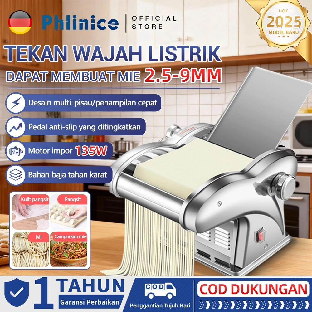 Phlinice Mesin pengepres mie listrik komersial, mesin mie otomatis penuh, mesin penggulung mie stainless steel multifungsi, mesin penggulung mie rumah tangga kecil, mesin mie kulit pangsit