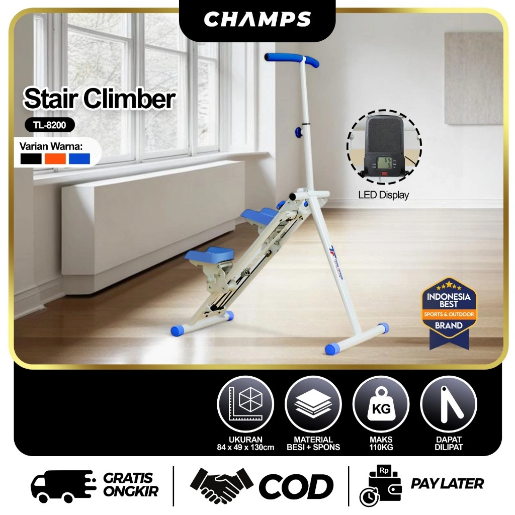 CHAMPS Stair Climber Manual Alat Panjat Cardio | Mesin Olahraga Tangga Climbing Machine Panjat Tebing TL-8200