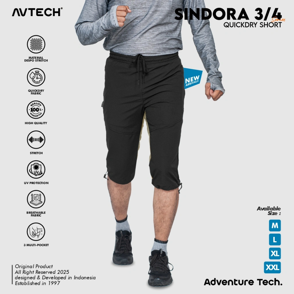AVTECH - Celana Pendek 3/4 Pria Wanita Olahraga Running Jogging Trekking Outdoor Quickdry - SINDORA