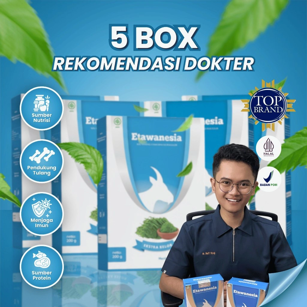 PAKET 5 BOX Etawanesia Etawa Biru Rekomendasi Dokter - Etawanesia Original Susu Kambing Etawa Platinum + Ekstrak Moringa Folium ( Ekstrak Daun Kelor ) + Krim Bubuk