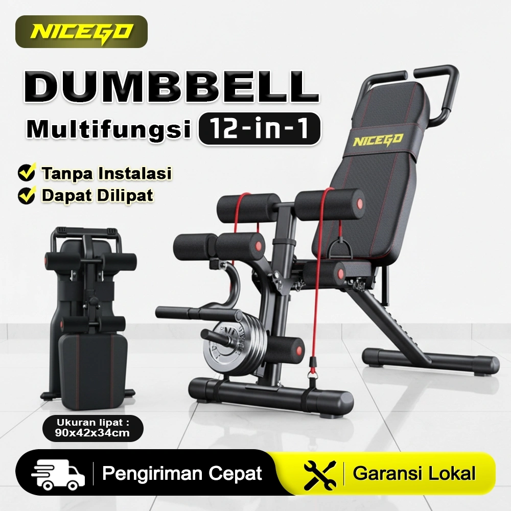 NICEGO Sit Up Bench  Adjustable Folding Weightlifting Bench Dumbbell Bench Gym Alat Fitness