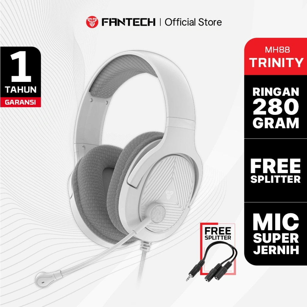 Fantech TRINITY MH88 Headset Gaming PC Kabel Terlaris Super Bass Headphone 3.5mm Jack Gratis Ongkir Multiplatform Headset Gaming Mobile FREE SPLITTER