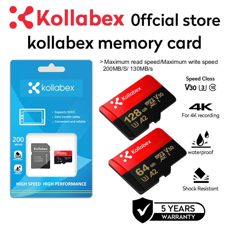 Kollabex Memory card Kartu Memori A2 up to 200mbs 1TB 512GB 256GB 128GB Class 10 High Speed TF Card untuk CCTV/Ponsel/Kamera