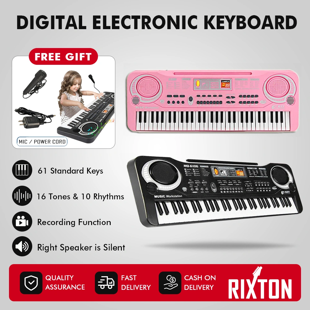 RIXTON 61 Keys Digital Piano Mainan Anak Piano Elektronik 61 Keys  Keyboard Electronic 61 Keys Lengkap Mic Dan Charger