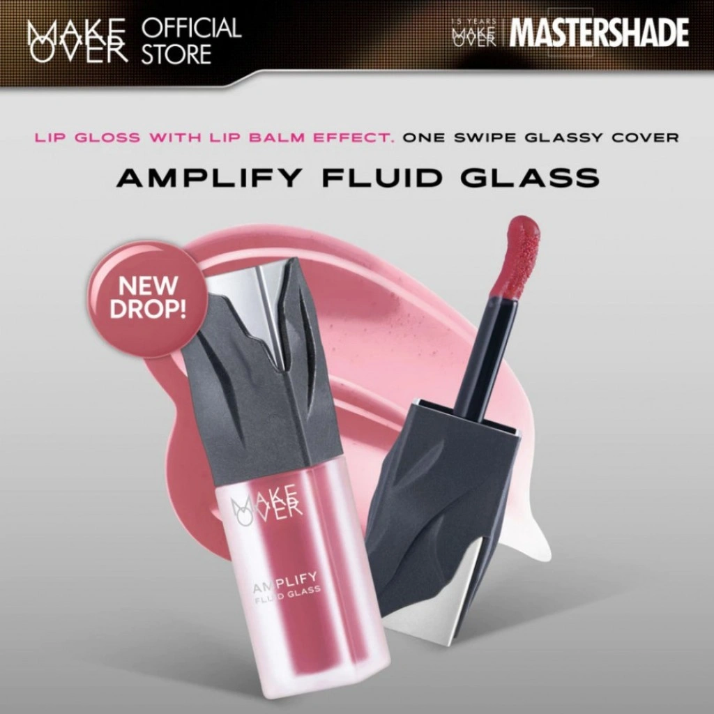 NEW! Lipstick MAKE OVER Amplify Fluid Glass Lip Gloss ORIGINAL Peptide Plump Technology Hydrating Glossy Shine Non Stick