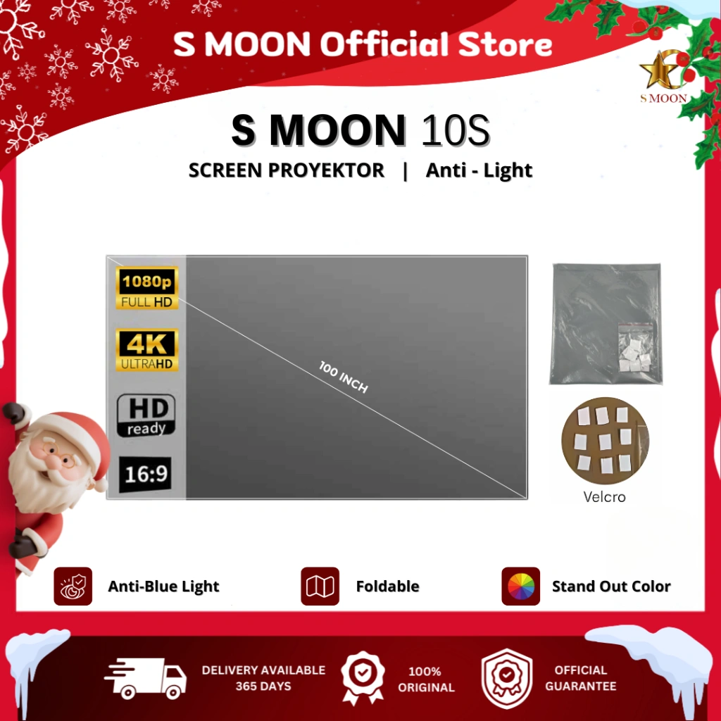 Smoon 10s - Layar Projector - 4k Anti Light - 100 Inch