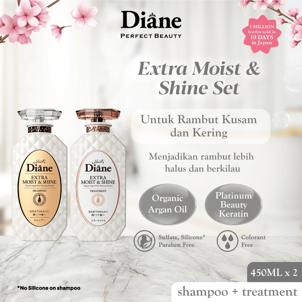 Moist Diane EXTRA MOIST & SHINE Shampoo + Treatment 450ml (Made In Japan)