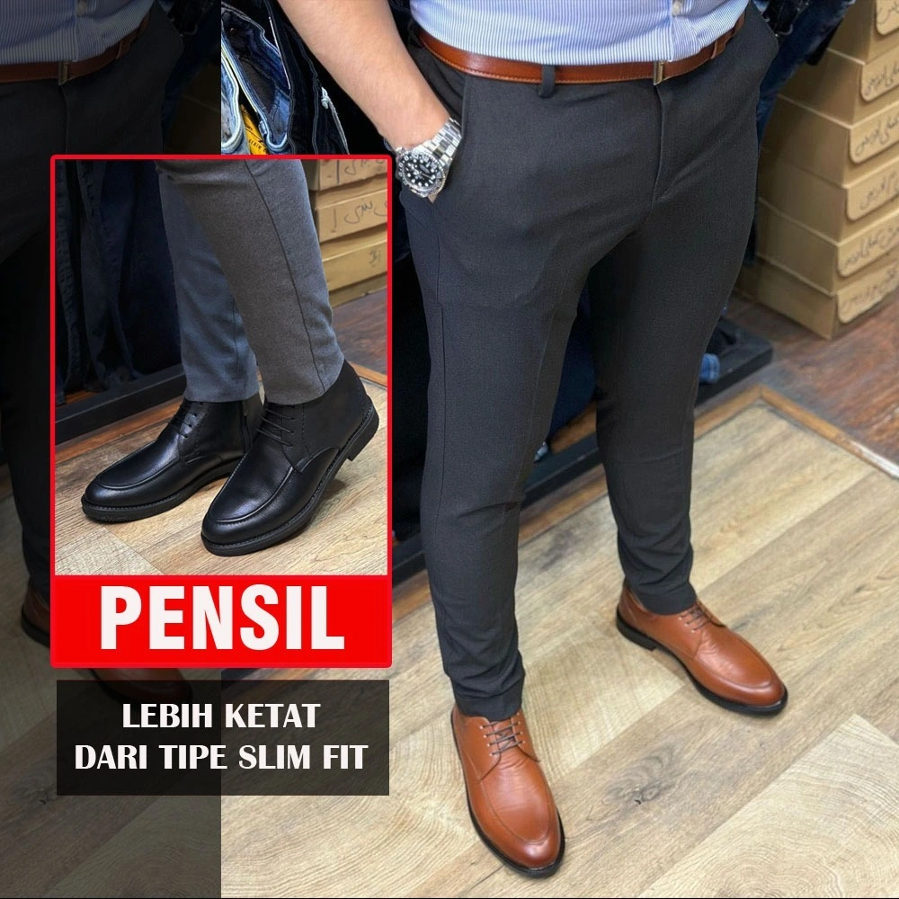 Celana Formal Model Pensil Stretch Pria Slim Fit Bahan Stretch Premium Nyaman Kerja Kantor Malabiz