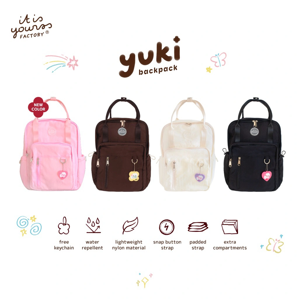 ITISYOURSS Yuki Backpack | Ransel Wanita | Tas Sekolah | Tas Kampus | Backpack Cewe | Women Backpack | Casual Backpack | Ransel Gemes | Ransel Estetik | Ransel Korea