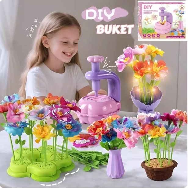 Mainan DIY Fabric Flower Bouquet Kit Art Craft Fabric Flowers Making Machine Kit Edukasi Anak