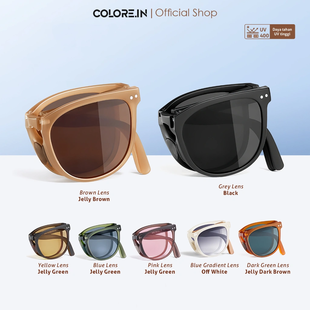 Colore.in Kacamata Hitam Lipat Sunglasses Anti Silau Pordable Kotak TR90 Polarized UV400 199 - 5555