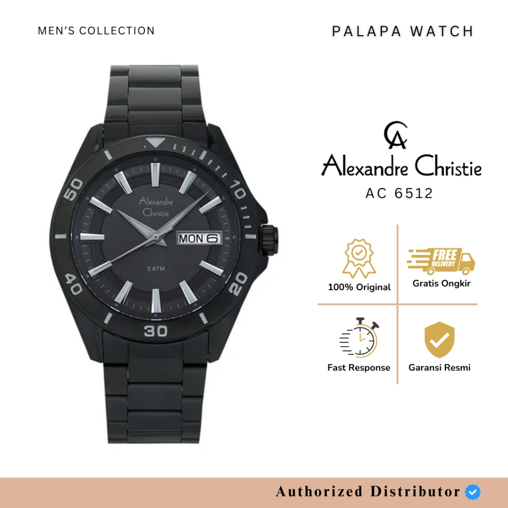 Jam Tangan Pria Alexandre Christie AC 6512 Rantai Sporty Original Garansi Resmi 1 Tahun