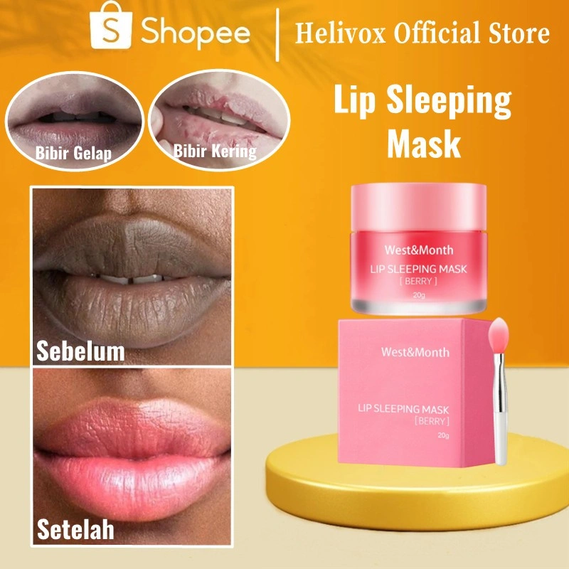 HELIVOX Pelembab bibir kering dan hitam Lip sleeping mask Bibir pecah dan kering Lip care mencerahkan bibir Pencerah bibir hitam masker bibir