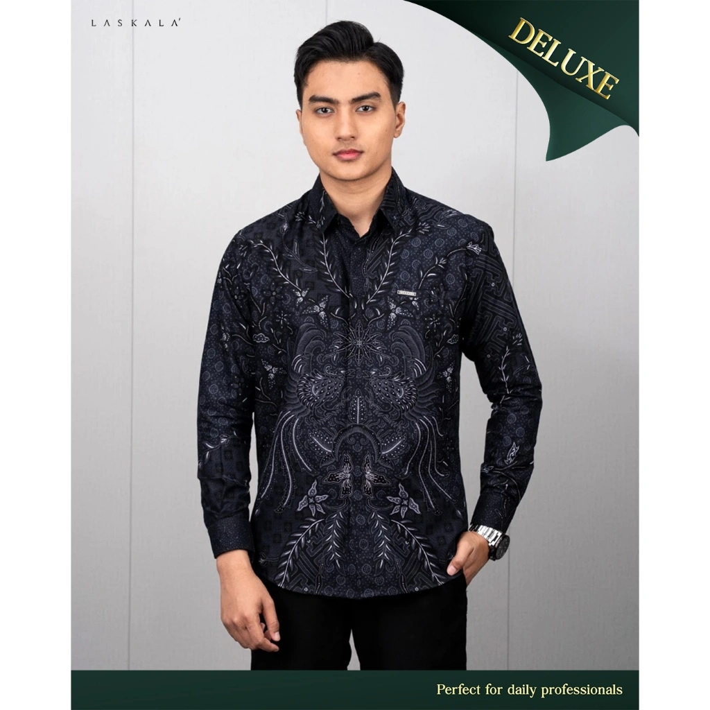 Laskala Batik Premium Cendana Kemeja Batik Pria Slimfit Lengan Panjang