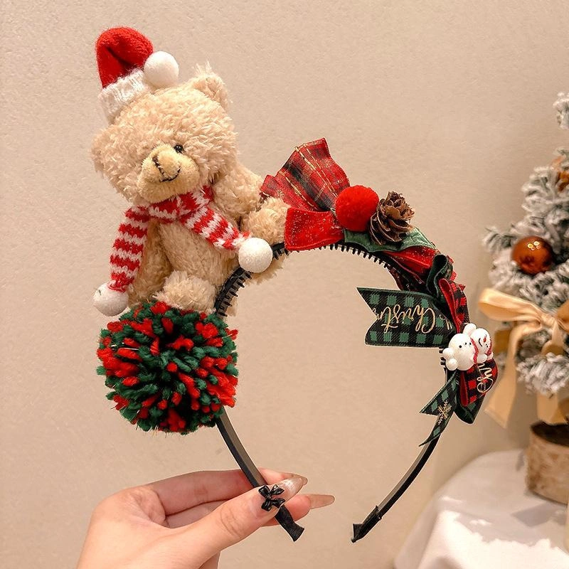Bando Boneka Natal Jepitan Rambut Anak Dewasa Hiasan Rambut Natal Dekorasi Pohon Natal Jepitan Lucu Tema Natal