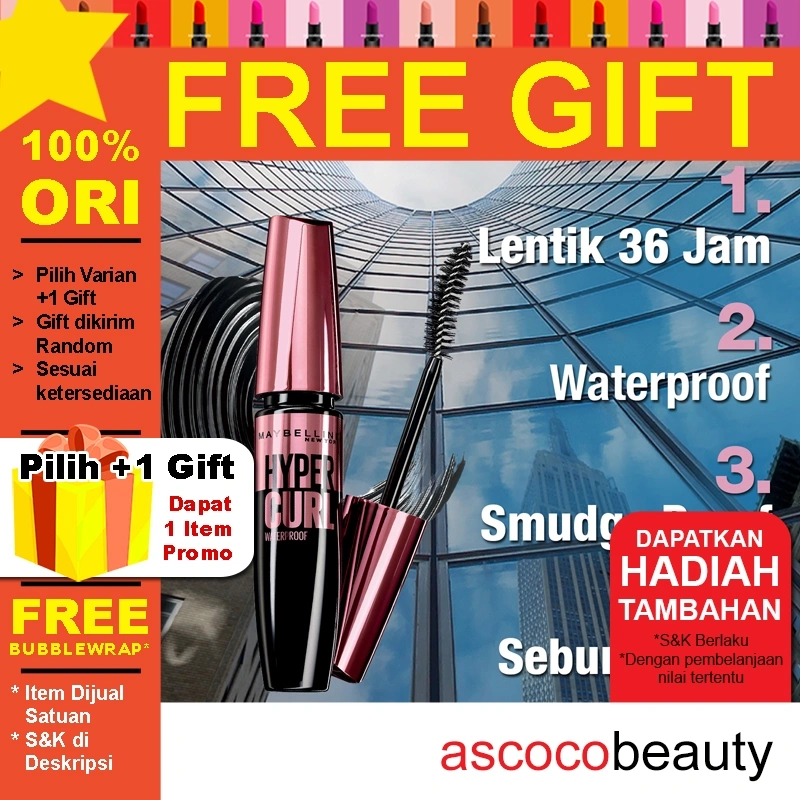 Maybelline HYPERCURL 36 Hour Waterproof Mascara Maskara 36H Hyper Curl *ascocobeauty*