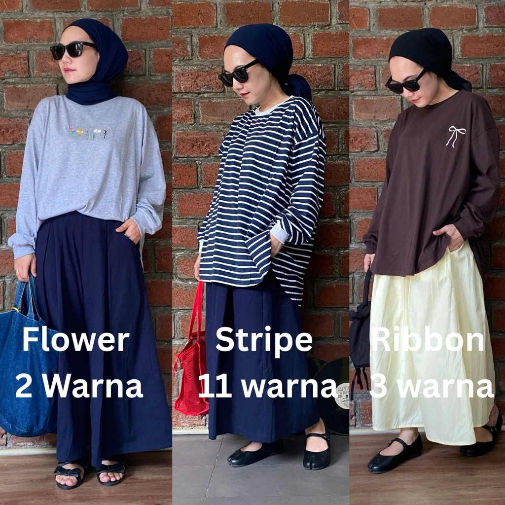Harumi Ribbon & Stripe - Baju kaos menyusui baju hamil bukaan kanan kiri