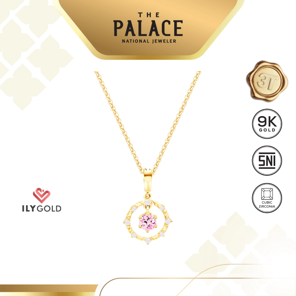 ILY GOLD La Vie en Rose - Floating Solitaire Pendant / Liontin ( hanya liontin tidak termasuk kalung )
