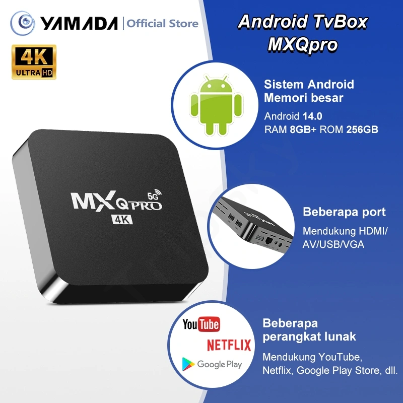 Android Tv Box MXQPro 4K Android 13.0os RAM 8GB ROM 256GB Smart Tv Box Ultra HD Netflix